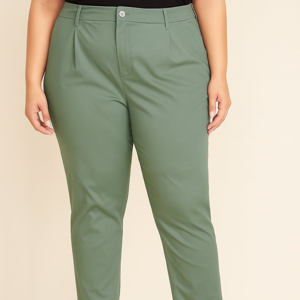 Ava & Viv  Womens Mid Rise Comfort Waist Pants Size 26w Olive Jeans Plus Size